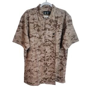 TACHUNTFISH AOR1 Mens XL Digital Desert Camo Short Sleeve Button Up Shirt NEW